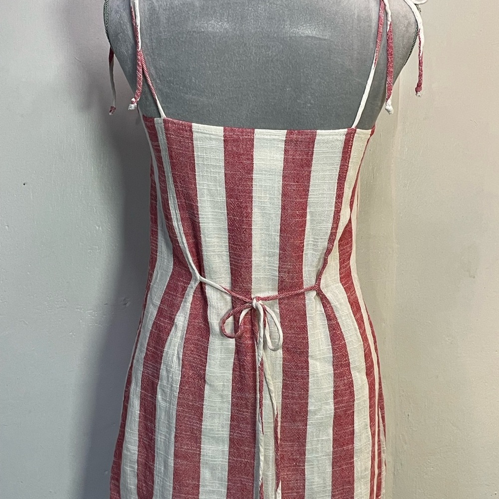 #0152 Skylar+Madison Red &White Linen Cotten Blend Spaghetti Strap Top-M - Picture 3 of 7